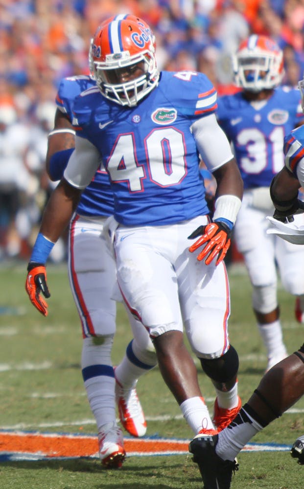 Jarrad Davis comes to a stop following a punt during Florida’s 34-17 loss to Vanderbilt on Saturday in Ben Hill Griffin Stadium.