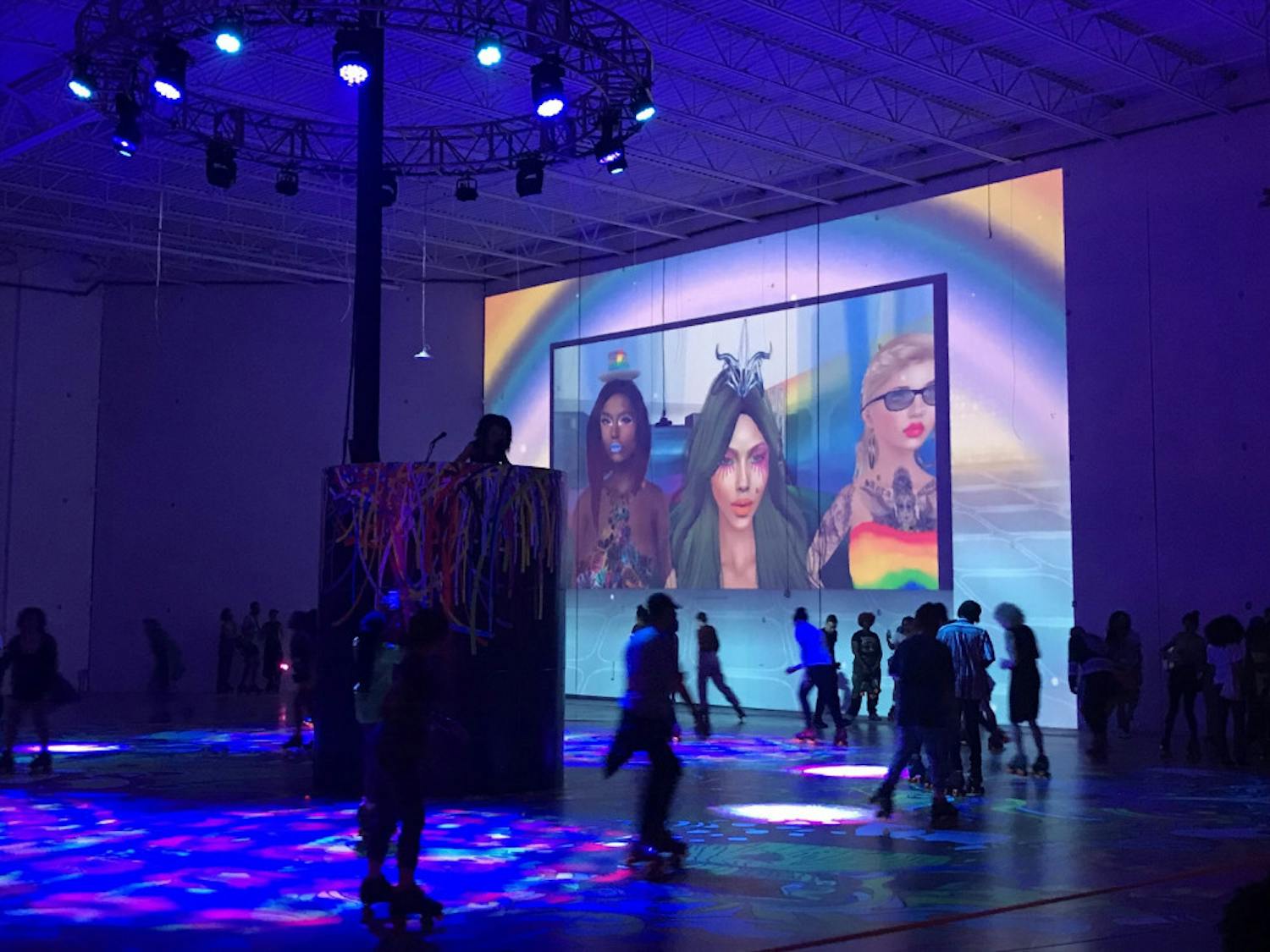 The Skate Space area allowed for attendees to rollerblade around an elevated DJ.