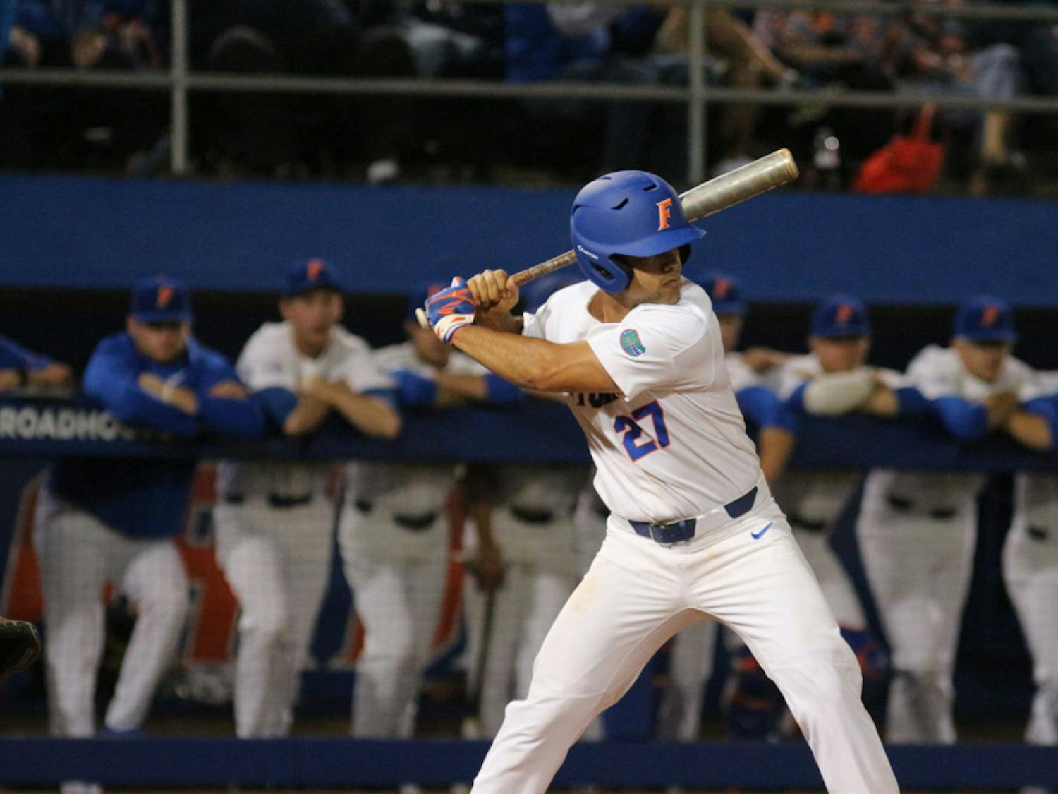 Florida designated hitter Nelson Maldonado had one of UF's two hits in its 6-1 loss to USF on Tuesday in Tampa.
