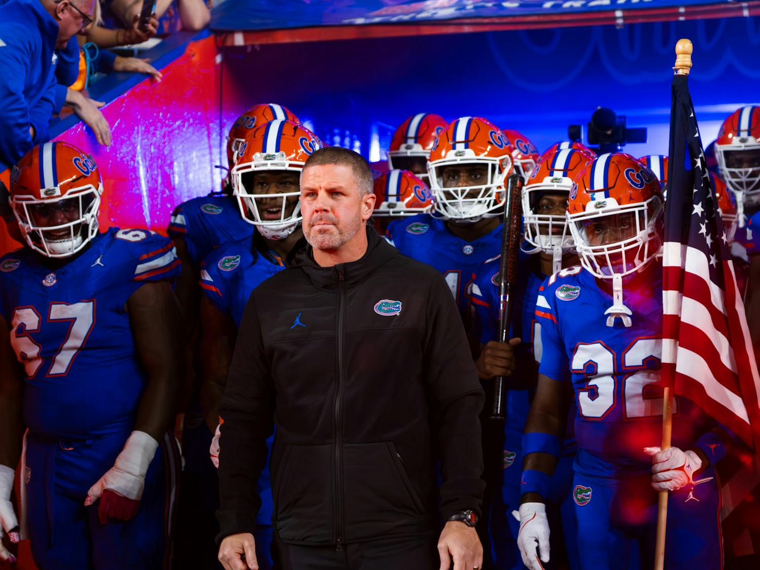 UF head coach Billy Napier and the Gators prepare to enter Ben Hill Griffin Stadium in Florida's 24-15 loss to the Florida State Seminoles on Saturday, Nov. 25, 2023. 