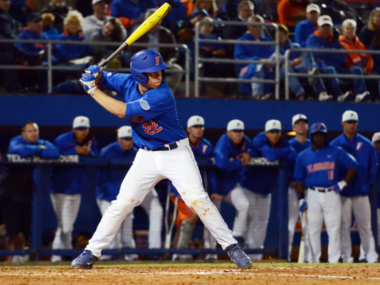 Freshman JJ Schwarz bats during Florida's 7-2 loss to Miami on Saturday at McKethan Stadium.