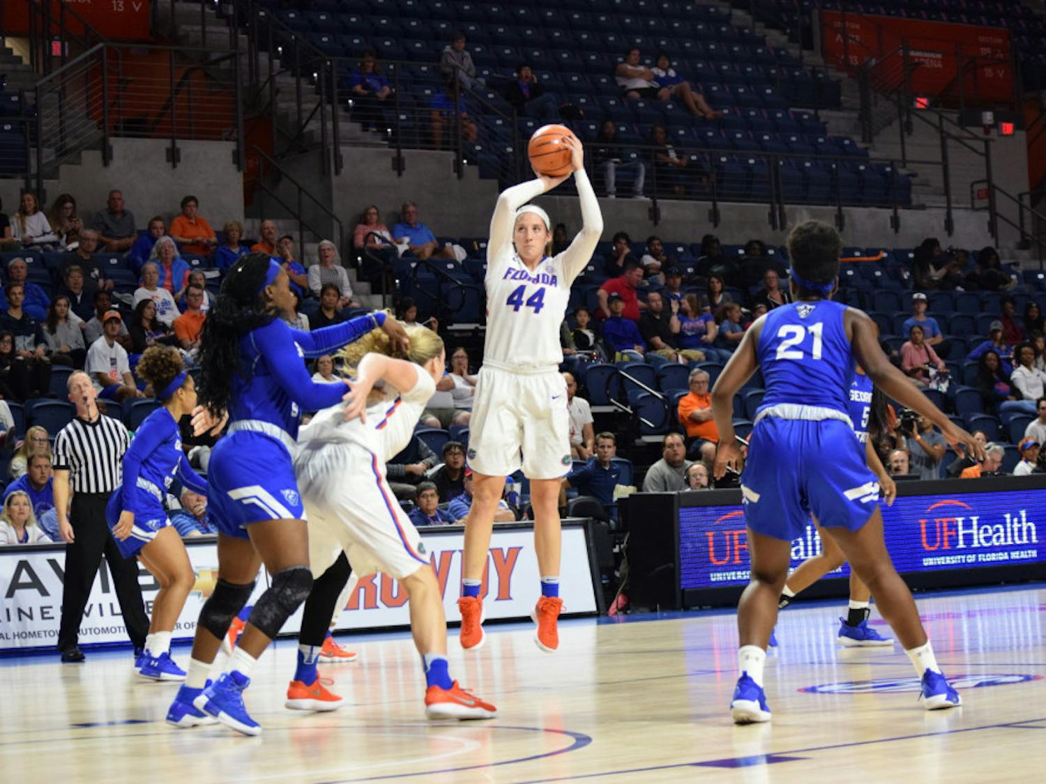 Haley Lorenzen matched a season high with 20 points and added 10 rebounds against LSU &nbsp;in a 66-59 loss&nbsp;on Sunday.&nbsp;“We let our mistakes kind of dictate what we were trying to do,” Lorenzen said.