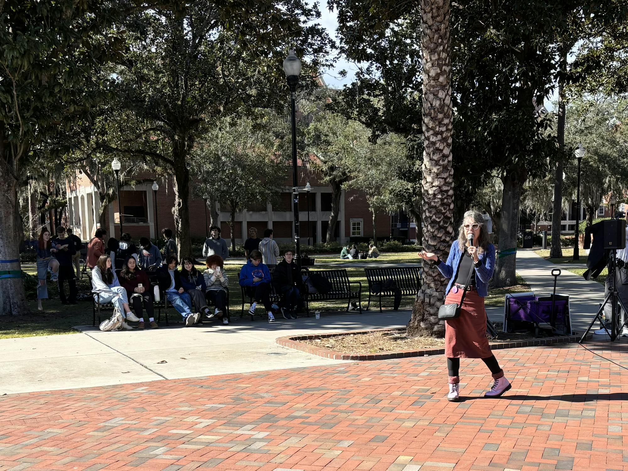 Controversial street preacher Cindy Smock returned to her alma mater, UF, to share the message of being a "Ho No Mo" Jan. 24.