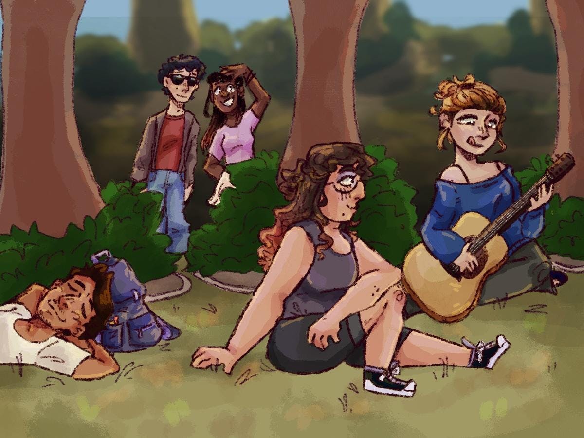 The Chronically Outside organization hosts gatherings at Plaza of the Americas and nearby parks to encourage appreciation and advocacy for accessible natural areas. 