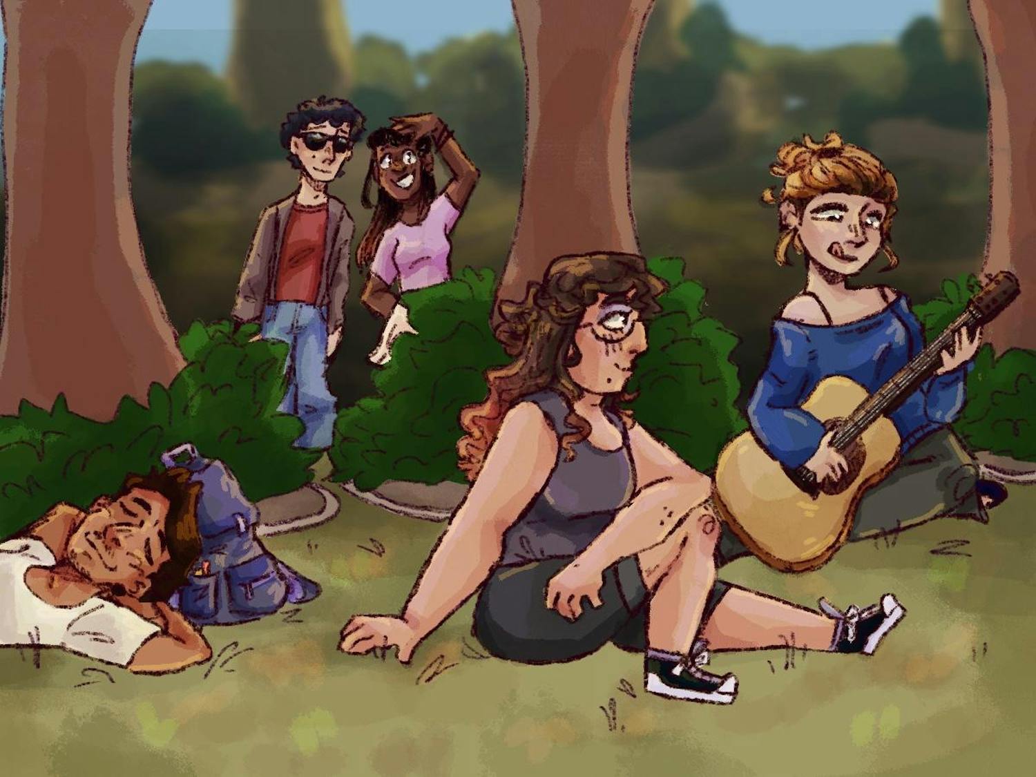 The Chronically Outside organization hosts gatherings at Plaza of the Americas and nearby parks to encourage appreciation and advocacy for accessible natural areas.