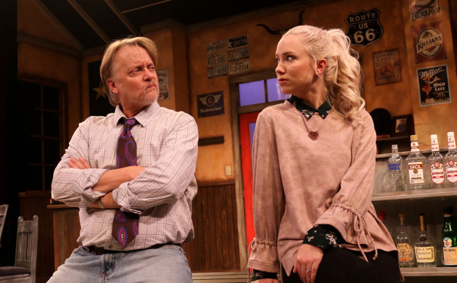 Bryan Mercer and Marissa Toogood play Walter and Marley in the Hippodrome's&nbsp;"Lone Star Spirits." The two characters have a strained father-daughter relationship, which is one of the key&nbsp;focal points of the play.
&nbsp;
&nbsp;
