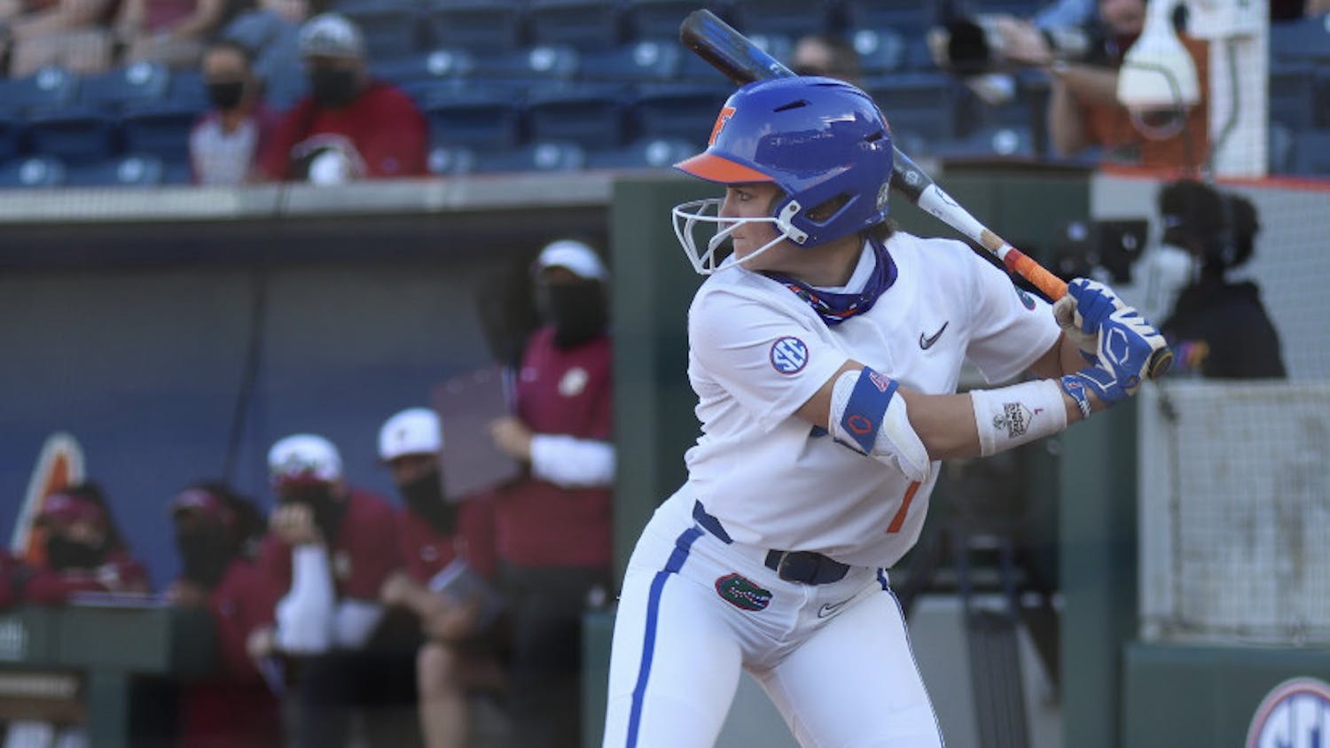 Infielder Hannah Adams prepares her swing March 3, 2021 against Florida State. Adams returned to action Wednesday against Texas A&amp;M.