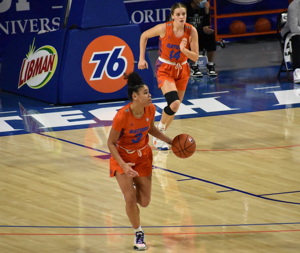 Florida's Lavender Briggs takes the ball up the court during a Jan. 28 game against Missouri.