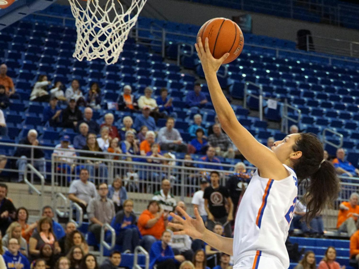 UF guard Eleanna Christinaki goes for a layup during Florida's 53-45 win against LSU on Jan. 17, 2016, in the O'Connell Center.