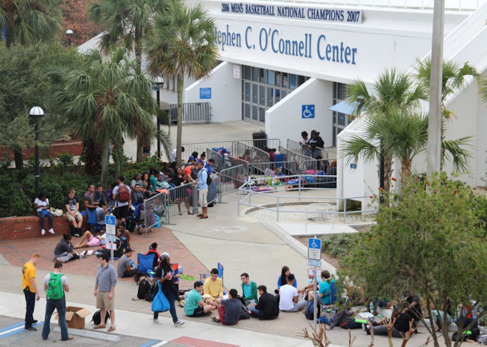 <p class="p1">Students wait in line Tuesday morning for tickets to the J. Cole concert featuring Chance the Rapper, presented by Student Government Productions.</p>
