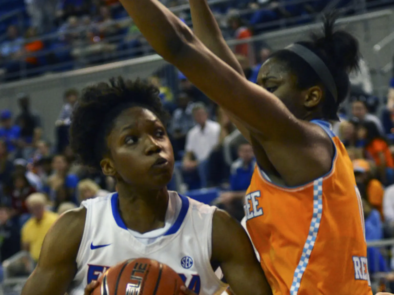 Kayla Lewis prepares to shoot during Florida’s 64-56 loss to Tennessee on Feb. 8 in the O’Connell Center. Lewis is the lone senior on the Gators’ roster this season.