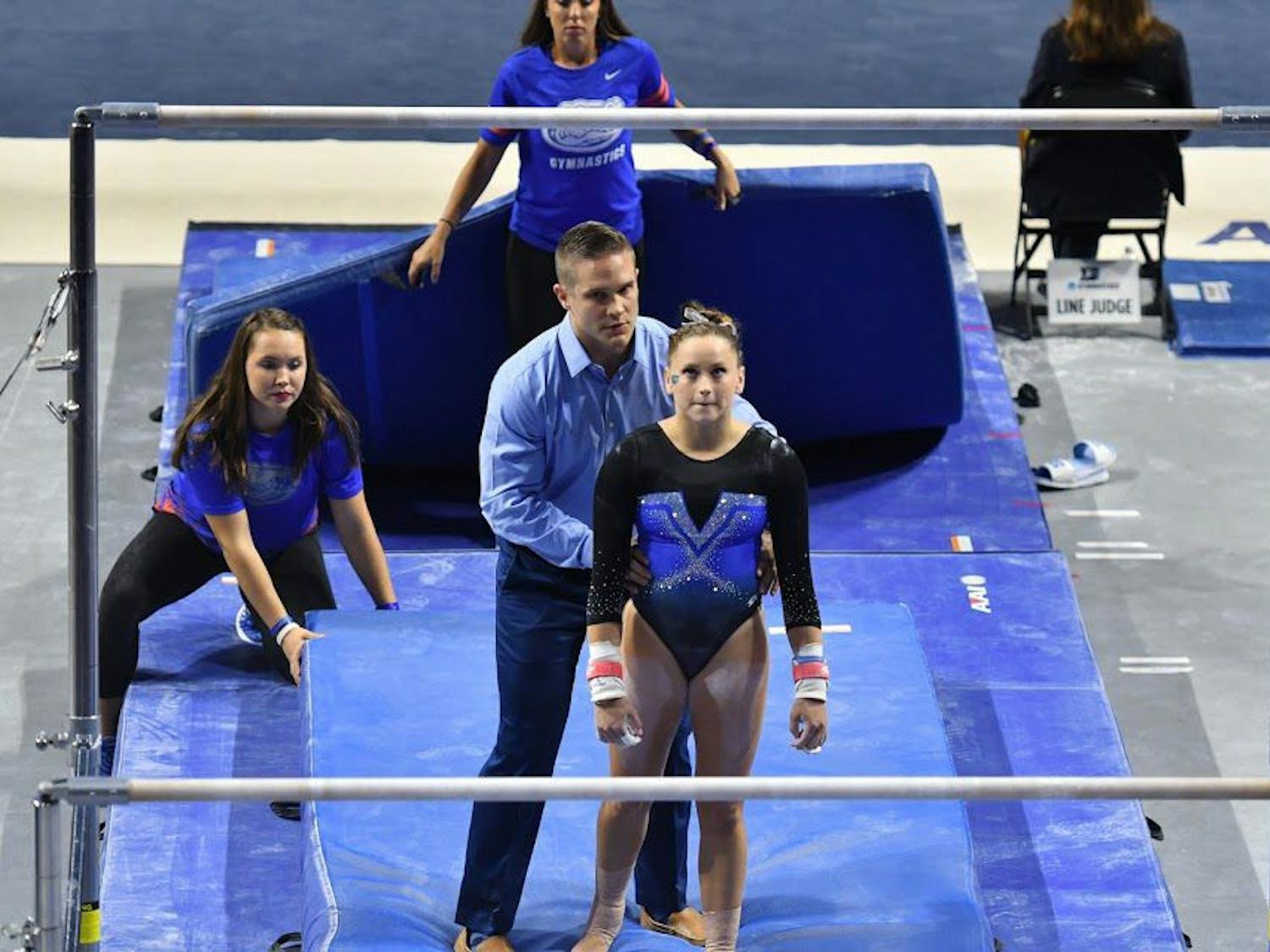 UF gymnast Rachel Gowey prepares for an event during the NCAA Gainesville Regional on April 1, 2017, at the O'Connell Center.