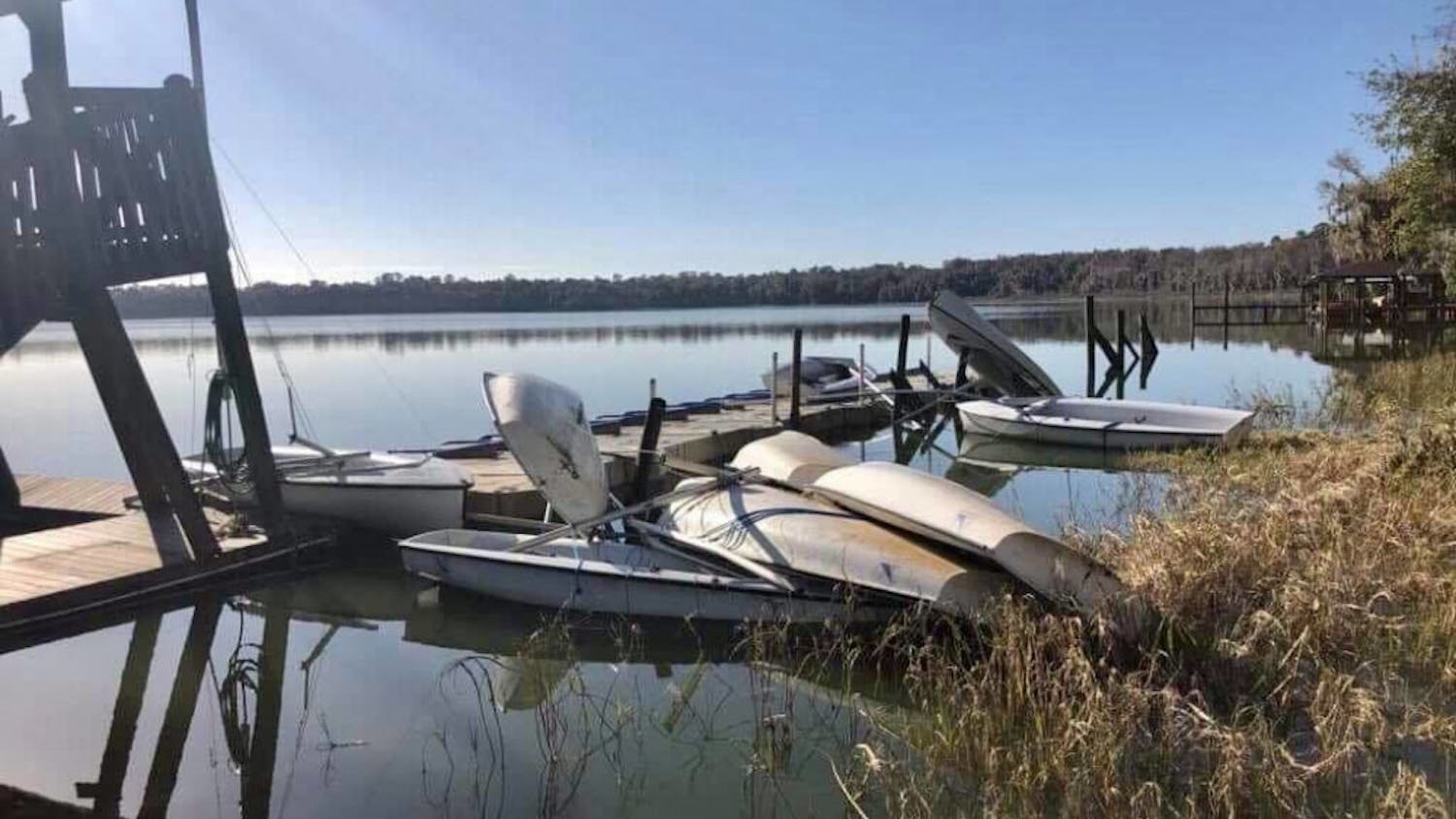 Most of the UF Sailing Team’s equipment suffered damage on Lake Wauburg from high winds.