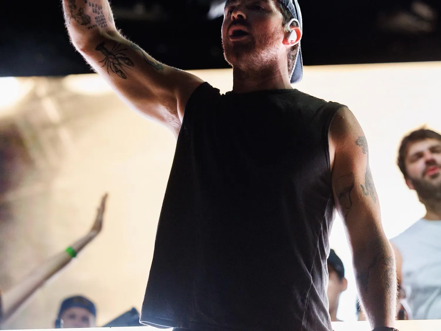 Andrew Taggart of The Chainsmokers yells out to the crowd during SwampFest, Tuesday, April 14, 2026, in Gainesville, Fla.