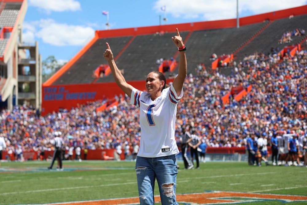 <p>Florida women's basketball coach Tammi Reiss is introduced to fans at the Orange &amp; Blue Spring Game April 11, 2026</p>