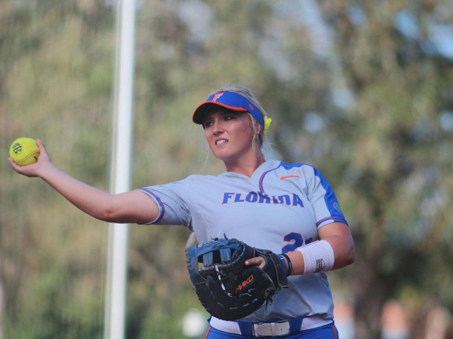 First baseman Kayli Kvistad went 1-of-2 from the plate with an RBI double in the first inning Friday against Georgia. 