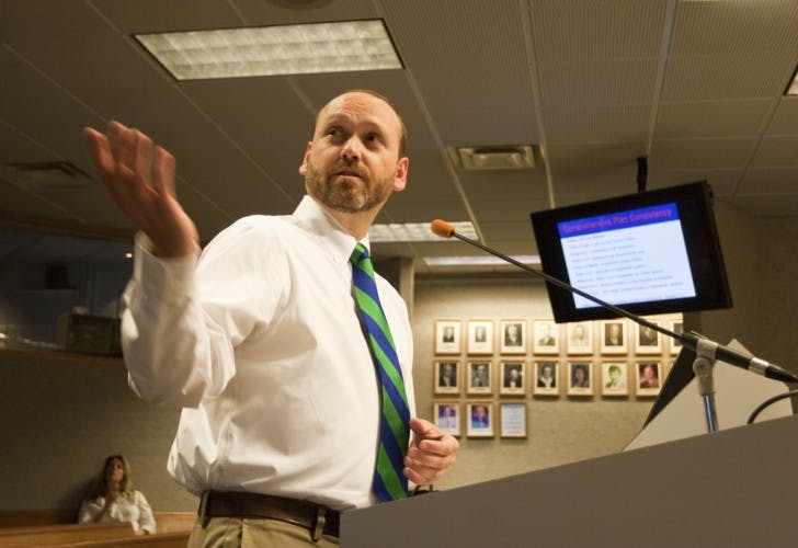 Craig Brashier, planning project manager for Causseaux, Hewett, &amp; Walpole, Inc., explains to the Gainesville planning committee details about the future rehab facility located at 4001 SW 13th St., which was formally a Residence Inn.
