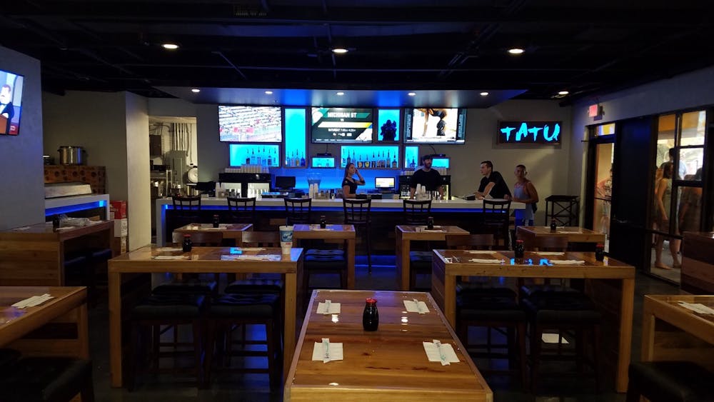 <p><span>Tatu Sushi Bar and Lounge, located at </span><a href="https://maps.google.com/?q=1702+W+University+Ave&amp;entry=gmail&amp;source=g">1702 W University Ave</a><span>., reopened </span><span class="aBn" data-term="goog_778329328"><span class="aQJ">Friday</span></span><span> with modern-style finishes and new ownership. The bar closed for renovation in May.</span></p>