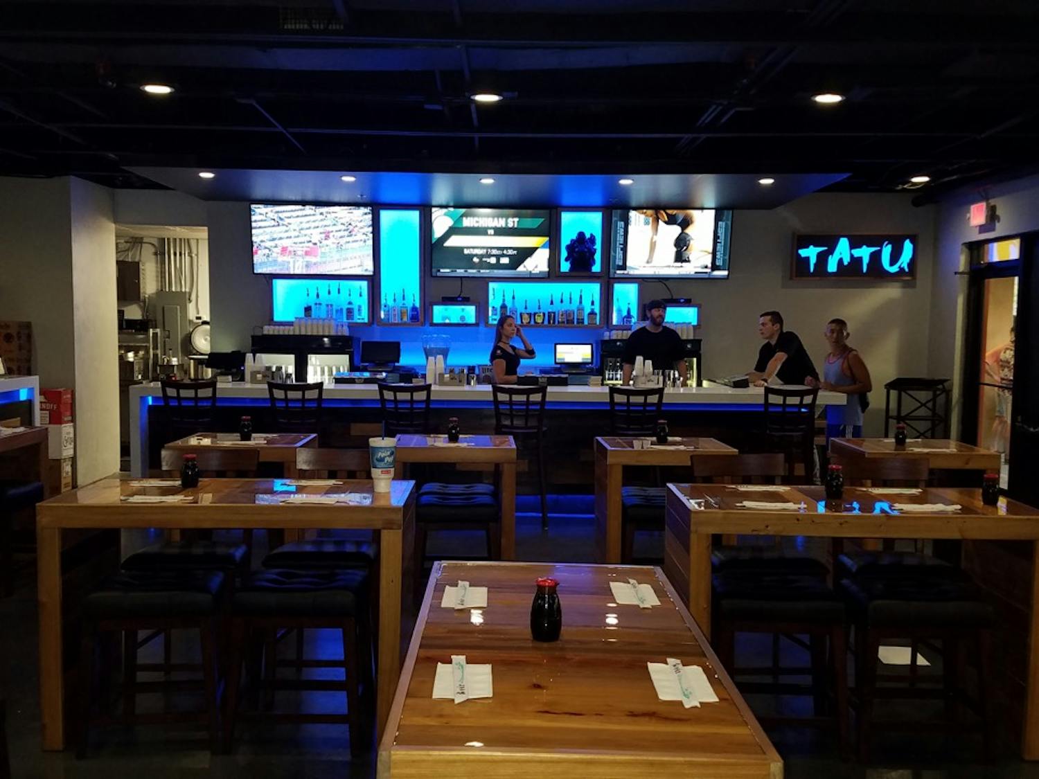 Tatu Sushi Bar and Lounge, located at 1702 W University Ave., reopened Friday with modern-style finishes and new ownership. The bar closed for renovation in May.