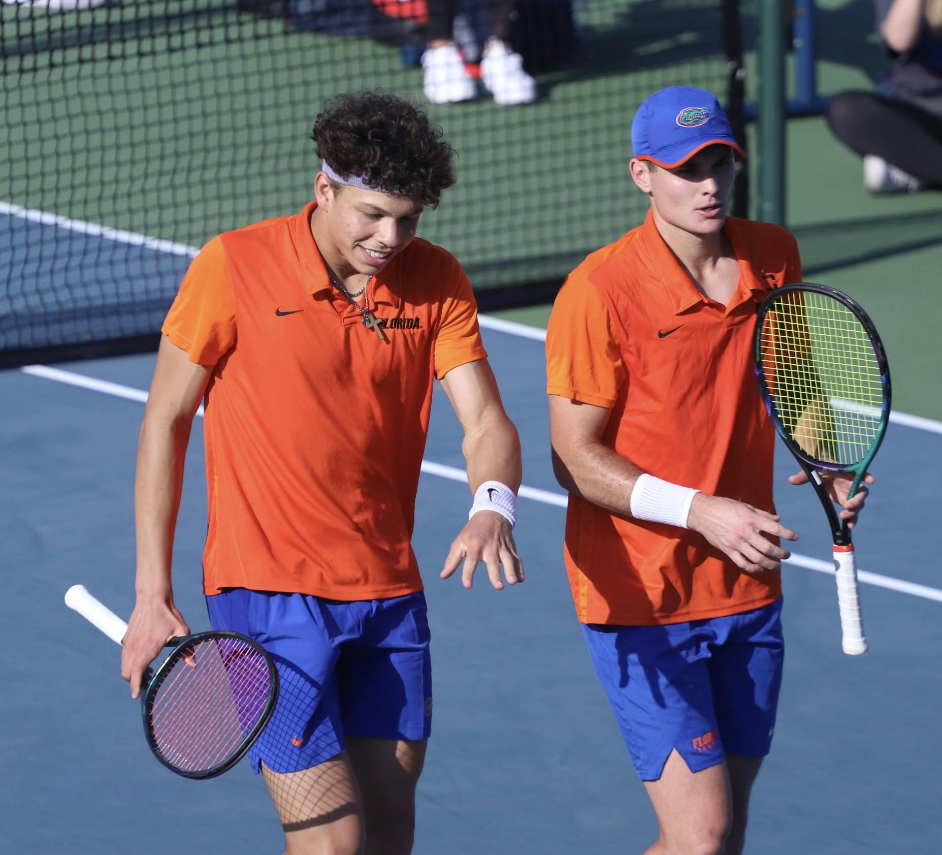 Sophomore Ben Shelton and senior Sam Riffice during a matchup with Ole Miss Friday