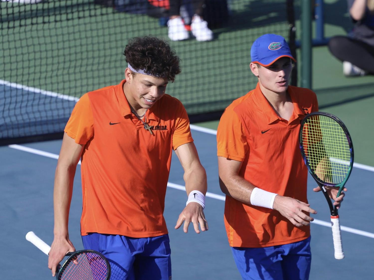 Sophomore Ben Shelton and senior Sam Riffice during a matchup with Ole Miss Friday