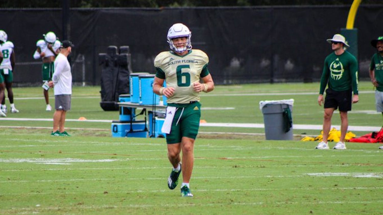 University of South Florida quarterback Cade Fortin at practice. Credit: Francisco Rosa/USF Oracle