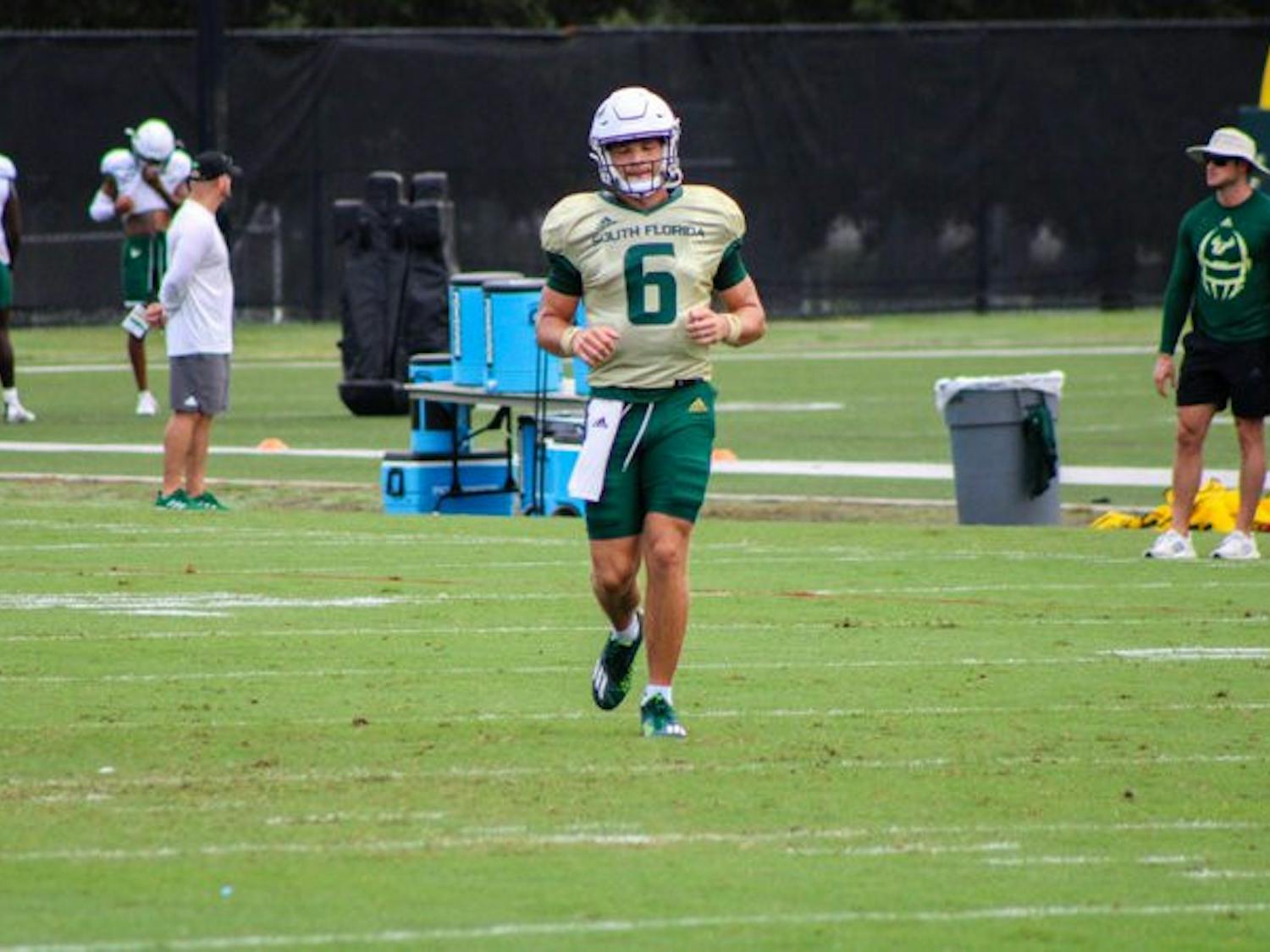 University of South Florida quarterback Cade Fortin at practice. Credit: Francisco Rosa/USF Oracle