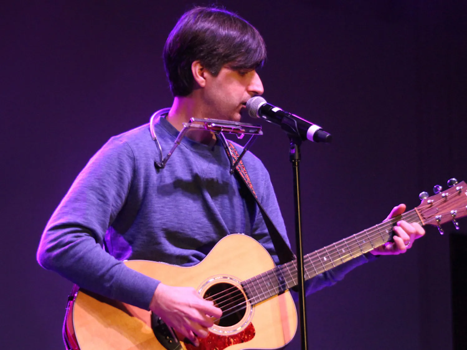Comedian Demetri Martin performs in the Reitz Union Grand Ballroom on Friday evening during the Big Orange Festival. Martin's performance featured a wide array of jokes, which were enhanced by his use of music and drawings.