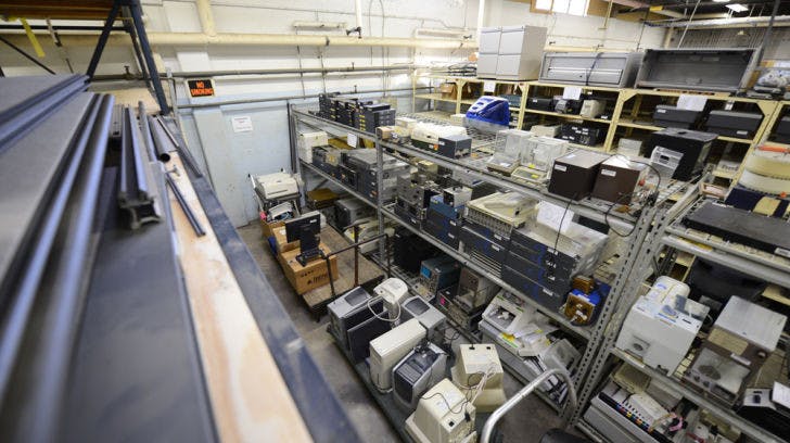Computers and electronics fill the shelves at the UF Surplus Warehouse near the Asset Management office at 116 Elmore Hall. The warehouse saved the university $2 million last year.