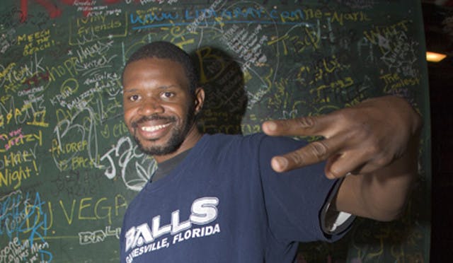 Jonathan Palmer-Gilley, aka Squirrel, a popular frequenter of midtown, is known for video-game-inspired posters he draws.