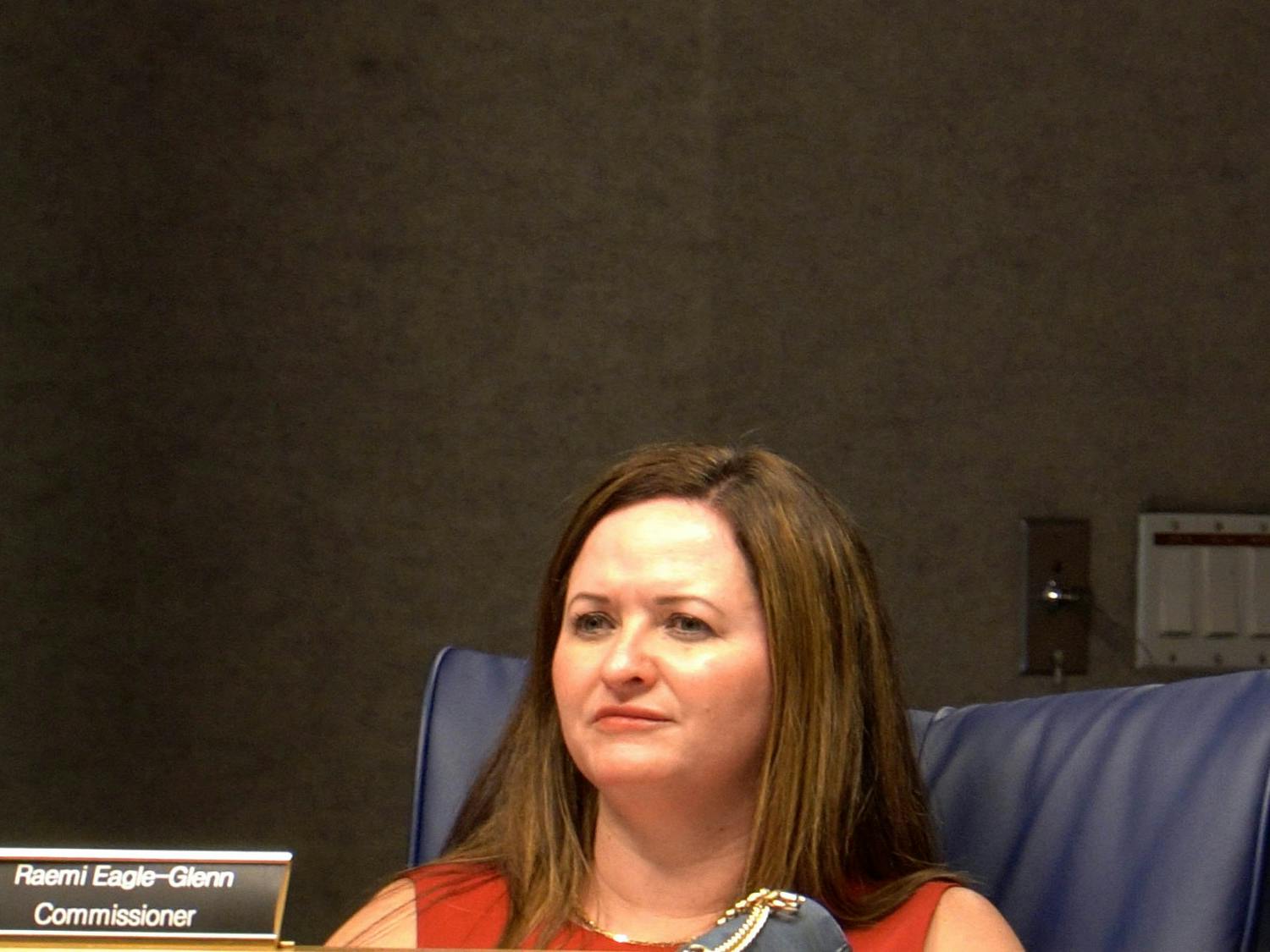 Raemi Eagle-Glenn, the newly appointed District 1 county commissioner, sits in special meeting to discuss overcrowding within the Alachua County Animal Resources and Care at the Jack Durrance Auditorium Tuesday, June 28, 2022.