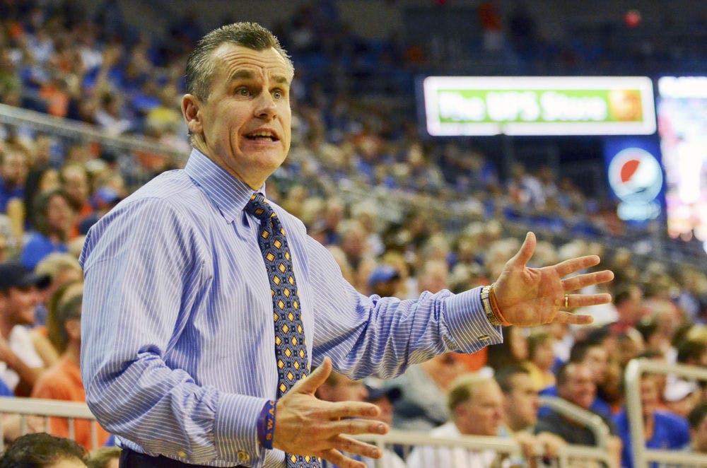 Billy Donovan calls out a play during Florida's 66-62 win against Texas A&amp;M on March 3 in the O'Connell Center.