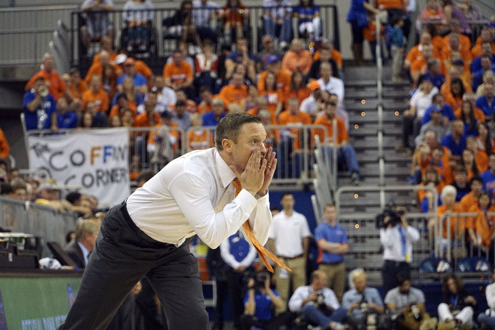 UF coach Mike White calls out instructions during Florida's 88-79 loss to Kentucky on March 1, 2016, in the O'Connell Center.