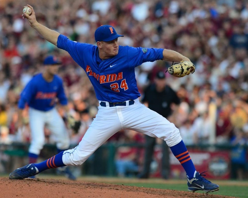 <p>Freshman right-hander Ryan Harris entered in the fourth inning and pitched three frames against the No. 1 Seminoles without allowing a run.</p>