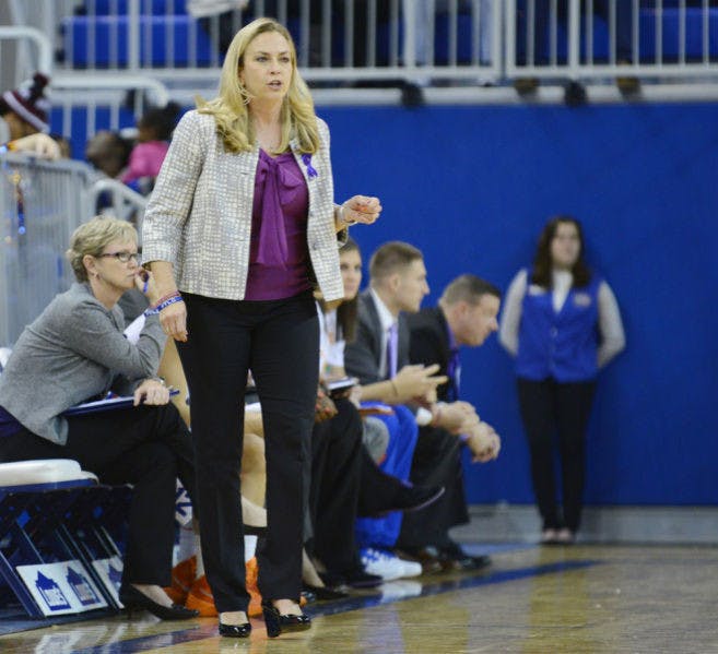 Amanda Butler calls a play during Florida’s 68-62 loss against Georgia on Jan. 19 in the O’Connell Center.