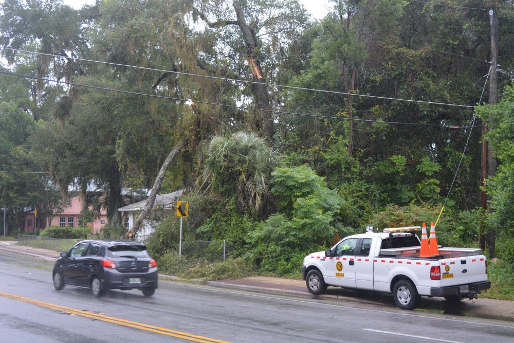 <p dir="ltr"><span>A tree fell near Northwest 26th Street and West University Ave. during Hurricane Matthew. Gusts up to 25 mph had been reported by noon Friday.</span></p><p><span> </span></p>