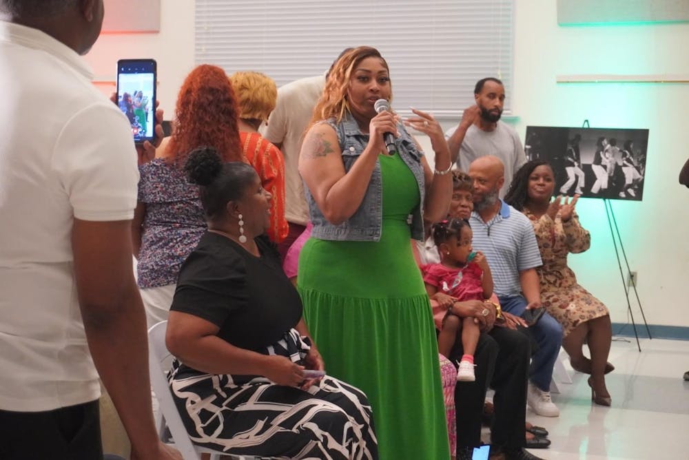 <p>Tayana Davis, Gloria Merriex’s daughter, speaks at the Juneteenth Film Festival on June 8, 2024.</p>