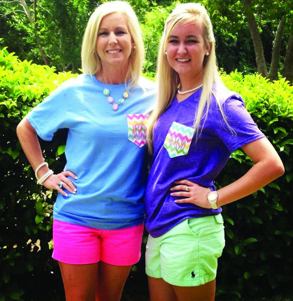 <p>Telecommunication junior Lindsie Herring, 21, right, poses with her mother, Judith Herring, left. Lindsie Herring started Sweet Southern Tees in February.</p>