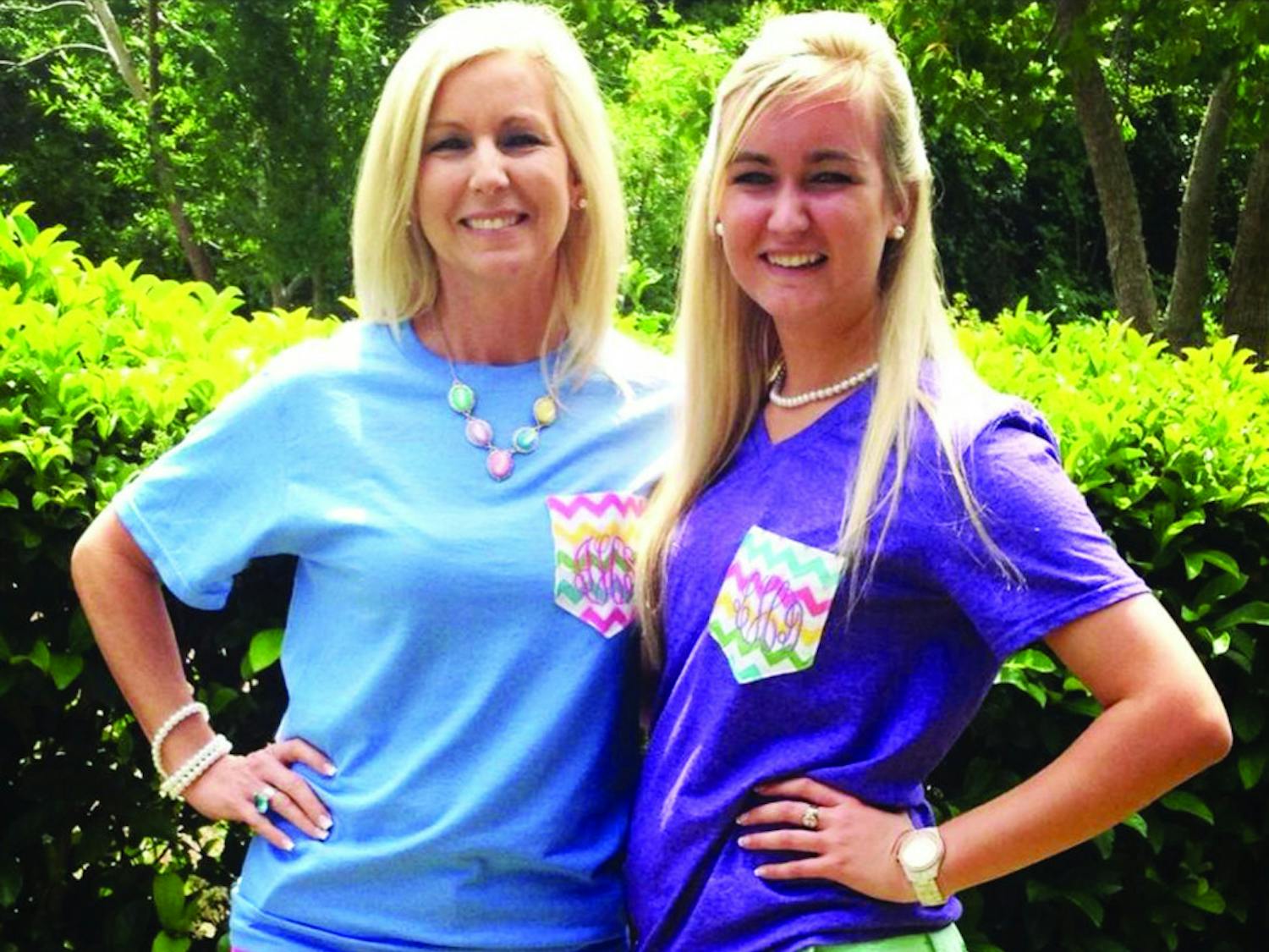 Telecommunication junior Lindsie Herring, 21, right, poses with her mother, Judith Herring, left. Lindsie Herring started Sweet Southern Tees in February.