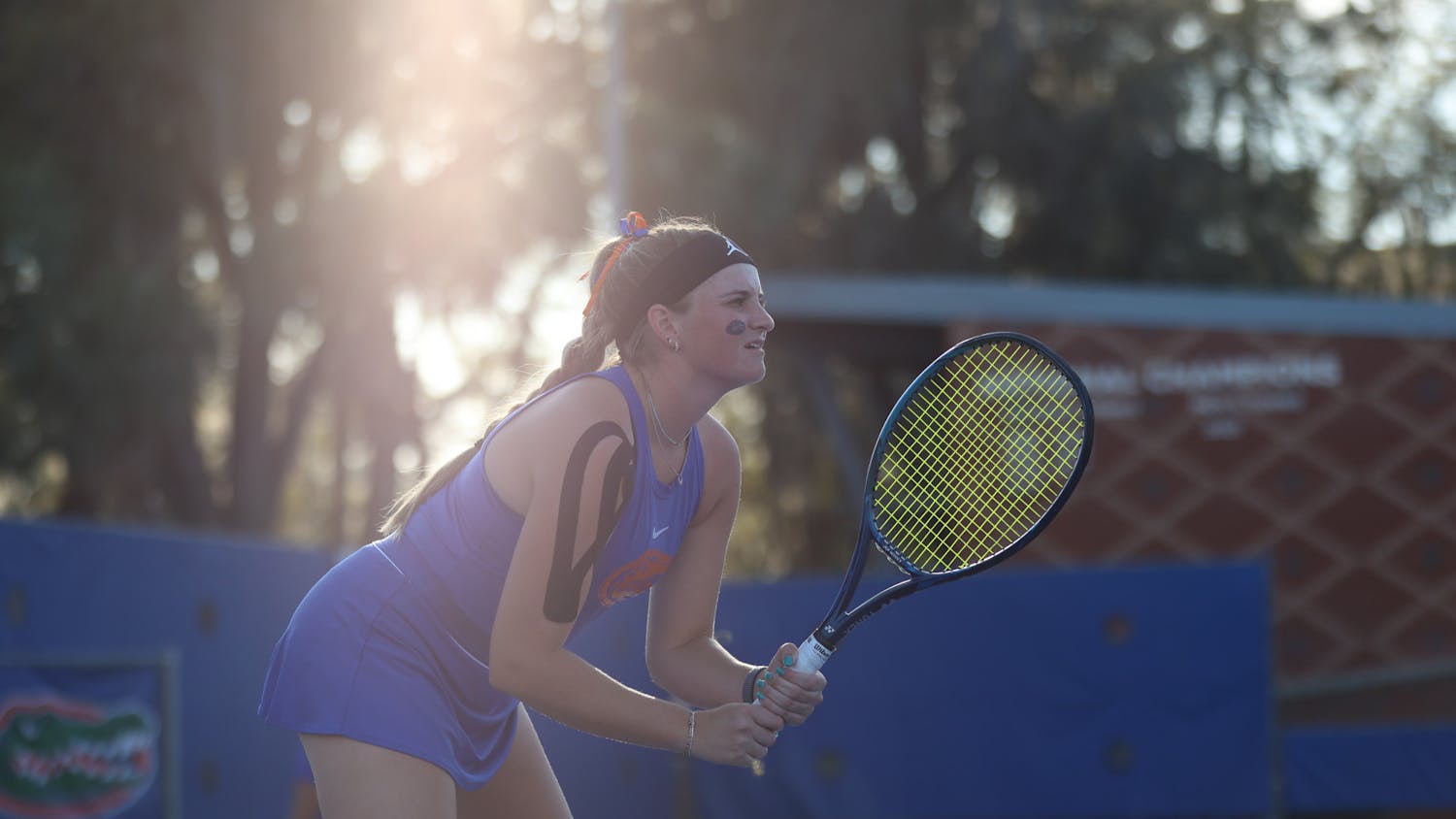 Florida senior Carly Briggs stands on the court during the Gators' match against the Pepperdine Waves Friday, Feb. 24, 2023.