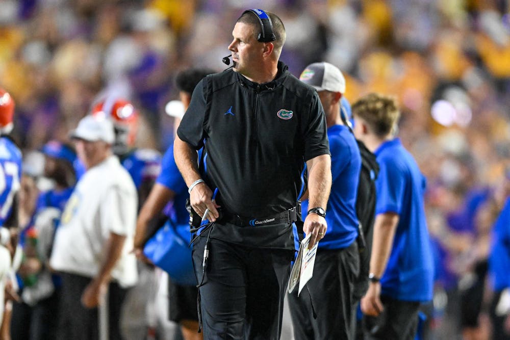 Florida Gators head coach Billy Napier during a football game between the Louisiana State Tigers and the Florida Gators on Saturday, Sept. 13th, 2025, at Tiger Stadium in Baton Rouge, La.