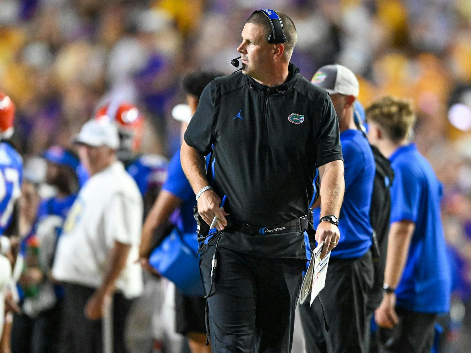 Florida Gators head coach Billy Napier during a football game between the Louisiana State Tigers and the Florida Gators on Saturday, Sept. 13th, 2025, at Tiger Stadium in Baton Rouge, La.
