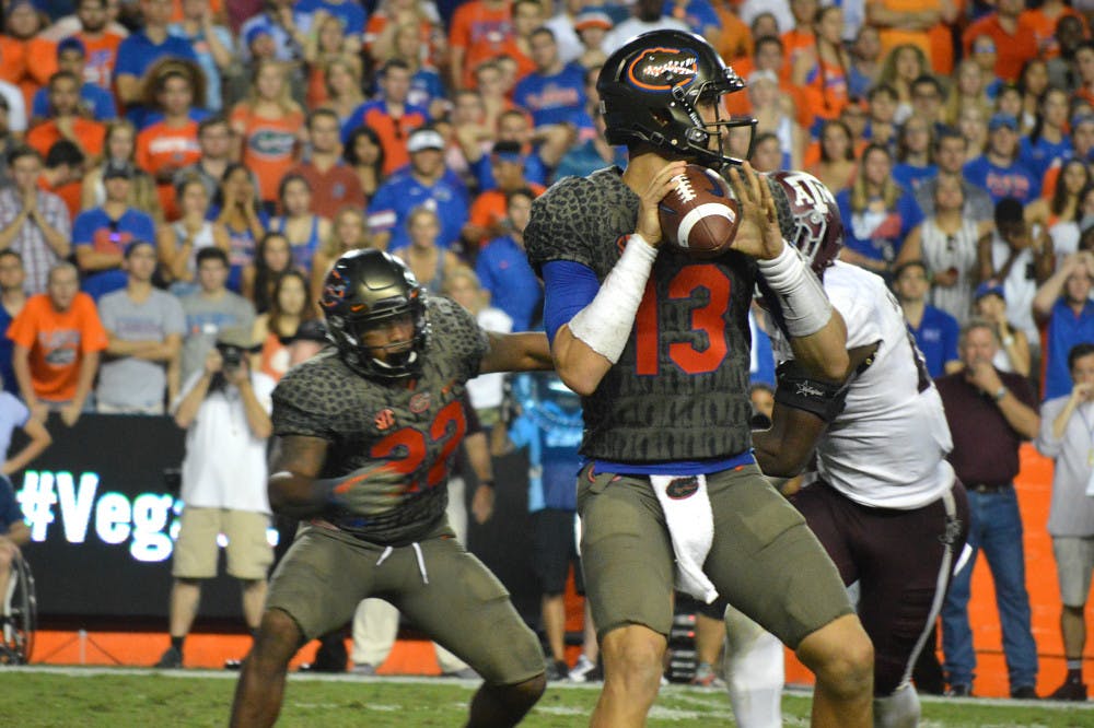 <p>UF quarterback Feleipe Franks looks to throw the ball during Florida's 19-17 loss to Texas A&amp;M on Saturday at Ben Hill Griffin Stadium.</p>