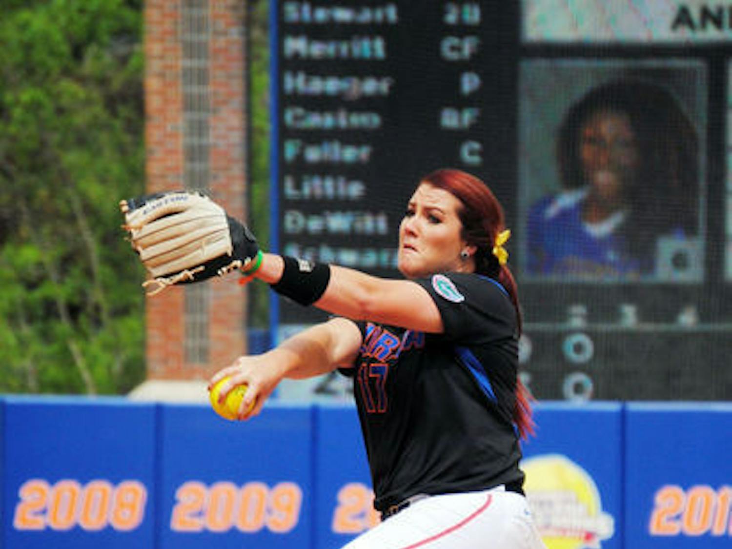 Lauren Haeger pitches during Florida's 14-10 loss to LSU on Mar. 14 at Katie Seashole Pressly Stadium.
