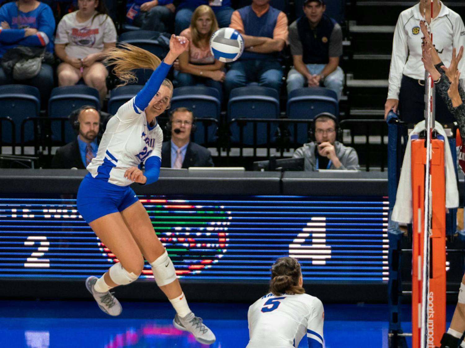 Freshman Thayer Hall leads the Gators with 2.97 kills per set this season.