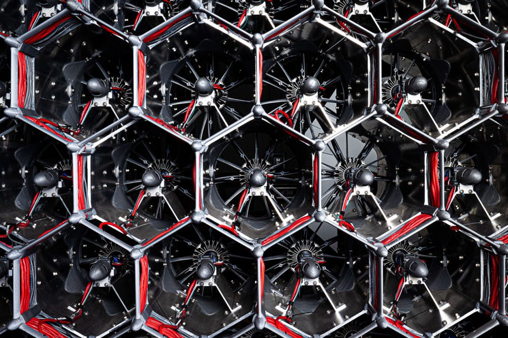 Most of the components for the fans were made using the Powell Family Structures and Materials lab's machine shop and 3D printers.&nbsp;