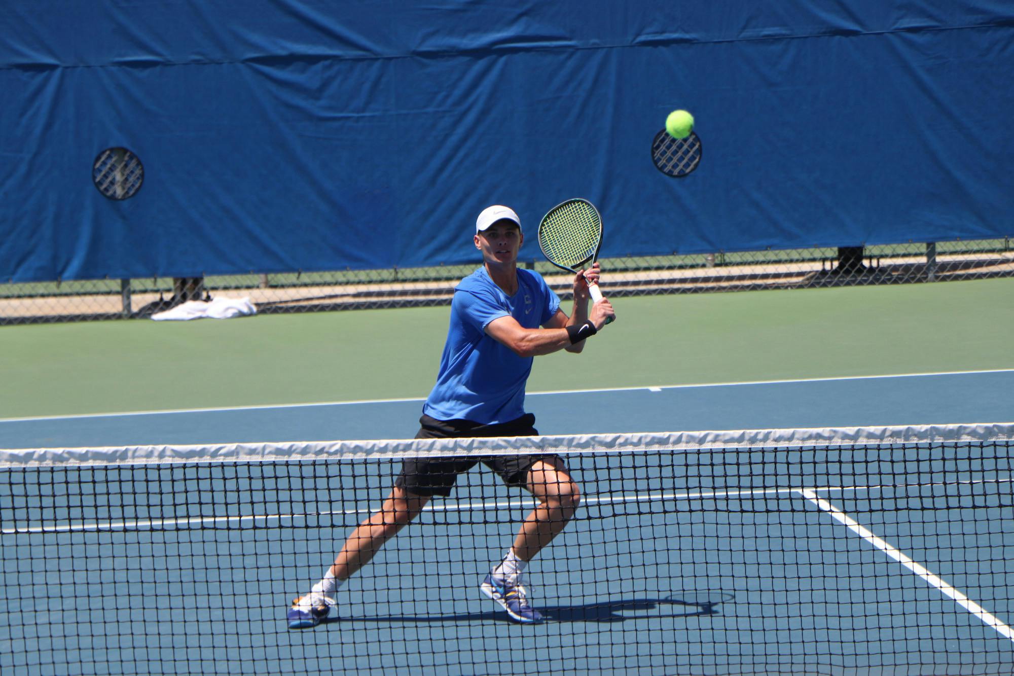 Florida's Sam Riffice prepares to return a ball against South Florida on May 9. Riffice defeated South Carolina's Daniel Rodrigues 3-6, 6-1, 6-4 to win the individual singles national championship Friday afternoon.