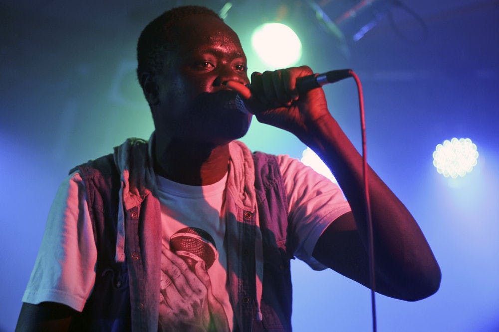 Bunduki “Duke” Ramadan, a 22-year-old UF economics senior, performs at The Jam on Friday night during the Swamp Records Showcase 2015. Student Government Productions put on the free event, which featured 16 acts across a range of genres.