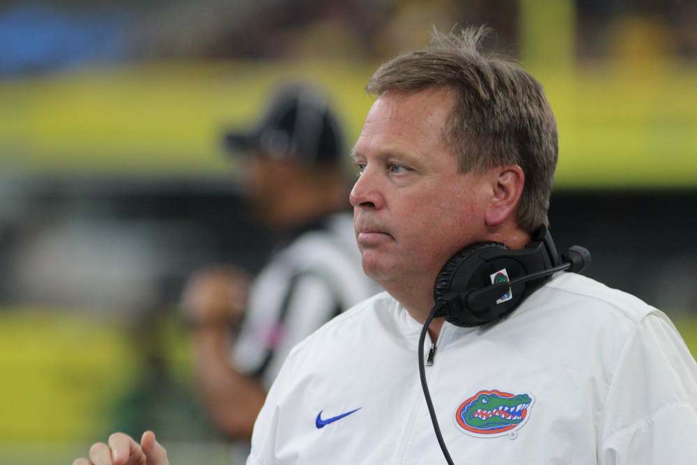 <p>UF coach Jim McElwain said Wednesday that Florida coaches are receiving death threats because of the team's performance. “In this business, we're the ones they take the shots at and that's the way it is,” McElwain said.</p>