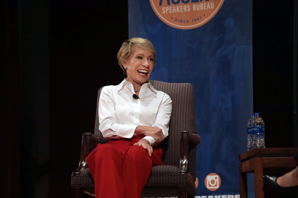 <p>Shark Tank personality Barbara Corcoran speaks with students at the UF University Auditorium Wednesday, Oct. 12, 2022.</p>